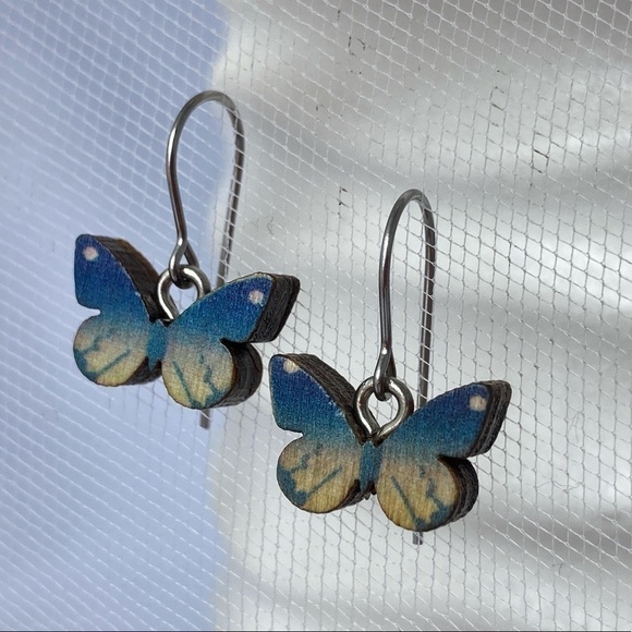 Hand Crafted Jewelry - PETITE Wooden Butterfly Earrings